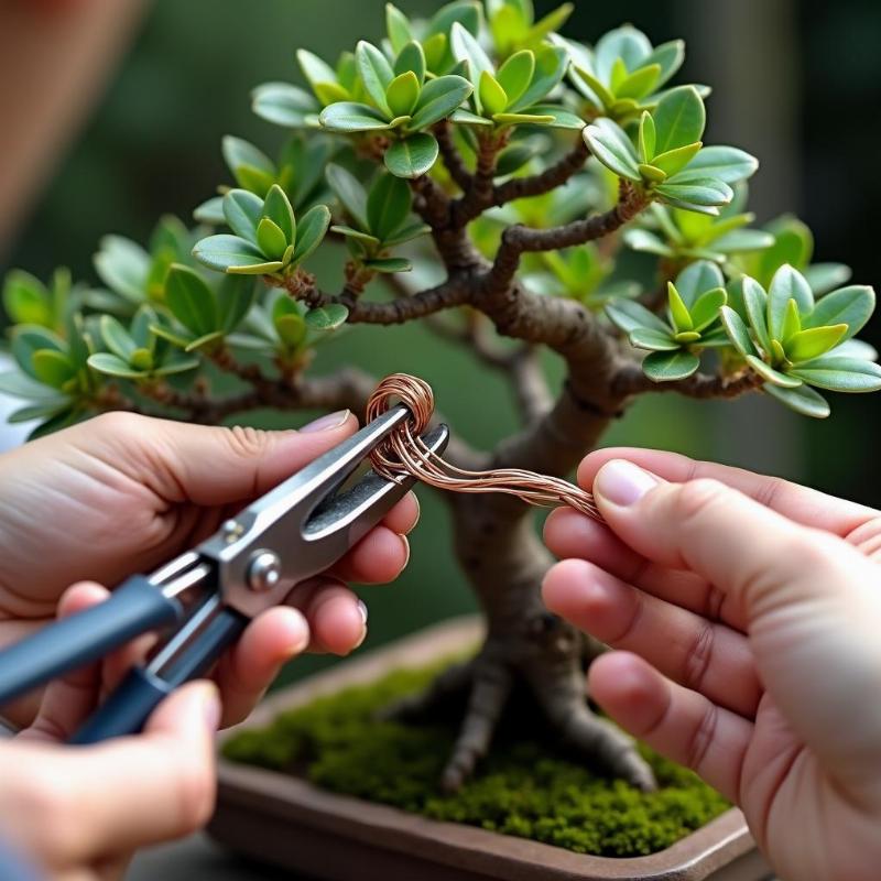 Hinh anh ky thuat cat tia uon canh tao dang cho cay tung la han bonsai nghe thuat
